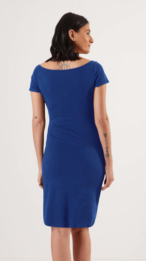 Stowaway Collection Ballet Maternity Dress in Sapphire Back View