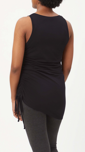 Stowaway Collection Drawstring Maternity Top in Black - back view