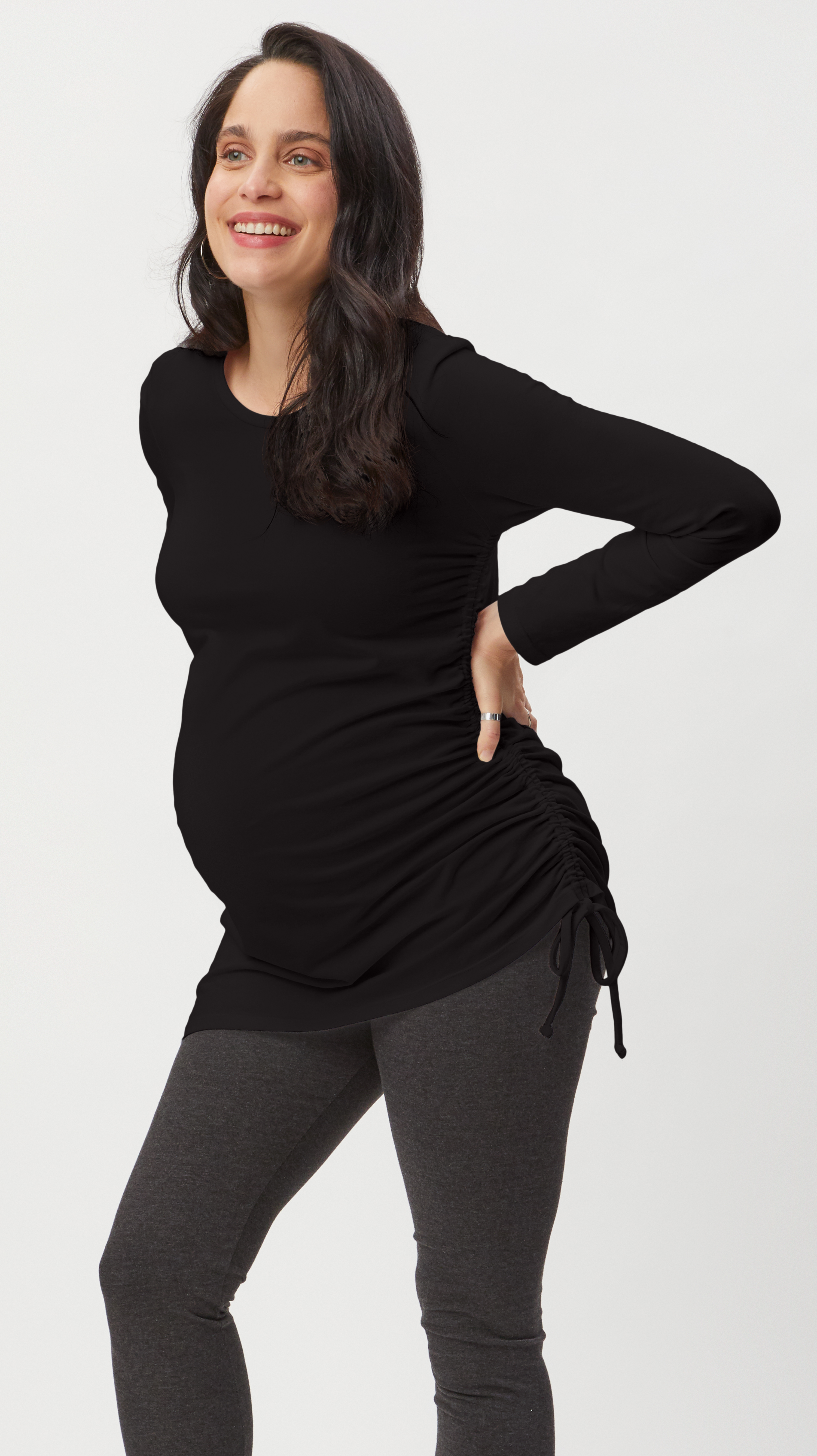 Asymmetrical Maternity Tie Top - Long Sleeve