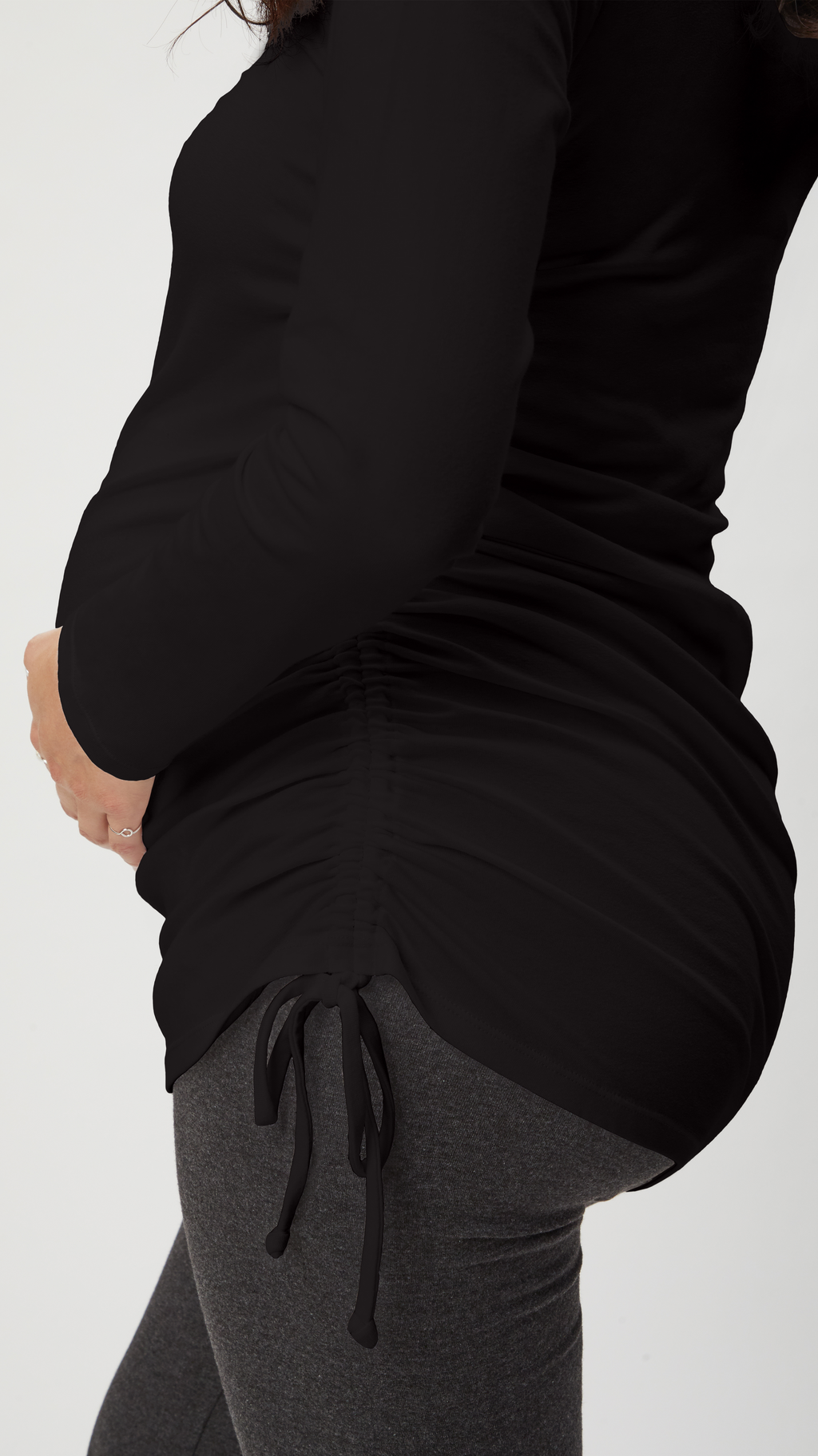 Asymmetrical Maternity Tie Top - Long Sleeve
