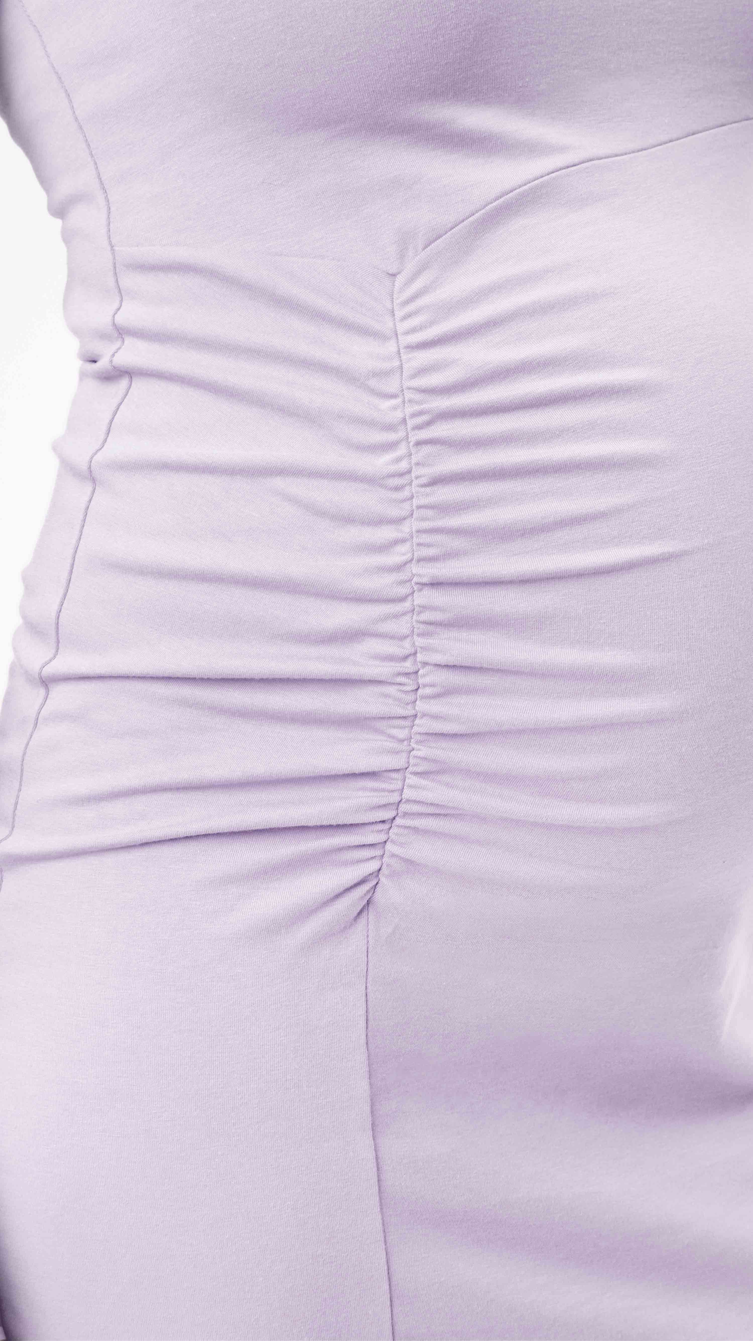 trendy maternity dress with ruching close up