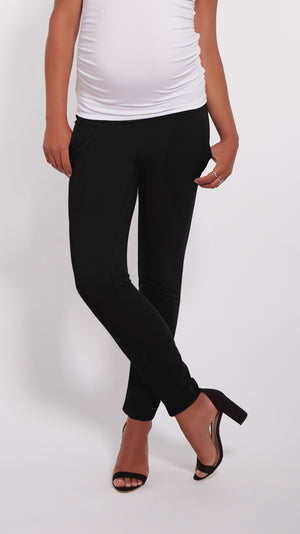 Stowaway Collection Ankle Drawstring Maternity Pant Close Up Front Image
