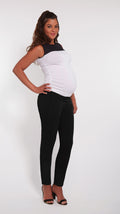 Stowaway Collection Ankle Drawstring Maternity Pant Full Length Front Image