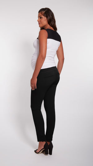 Stowaway Collection Ankle Drawstring Maternity Pant Full Length Back Image